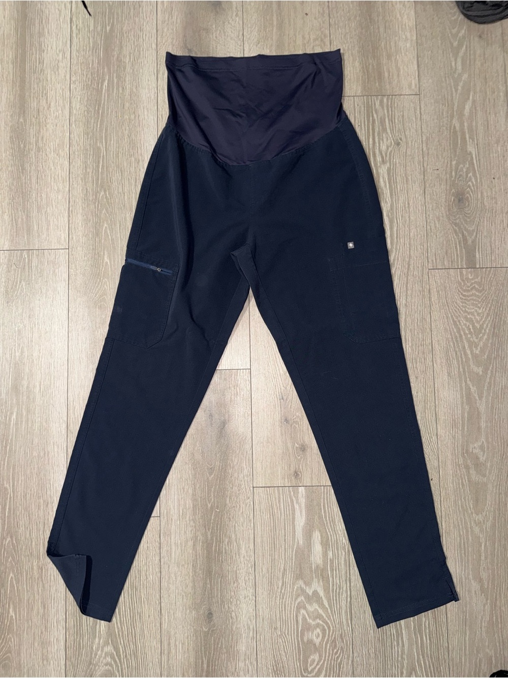 Figs Straight-Leg Maternity Scrub Pants in dark grey medium tall